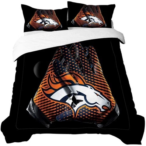 Denver Broncos 3PCS Comforter Set Comforter/Quilt/Duvet & Pillowcase Bedding Set Cover