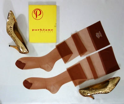 5 PR EN CAJA VINTAGE~PARK LANE~10.5 RT 15 DENIER MEDIAS DE NAILON TRANSPARENTE TOSTADAS MARRONES Foto 1 de 4