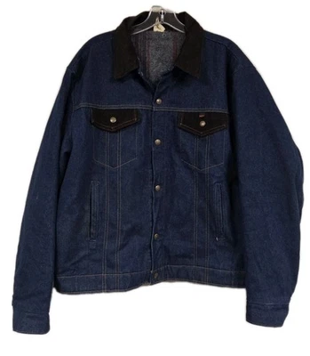 JAQUETA JEANS VINTAGE CHAVE VELUDO COLARINHO COBERTOR FORRADO TAMANHO 46 DEADSTOCK?? - Imagem 1 de 4