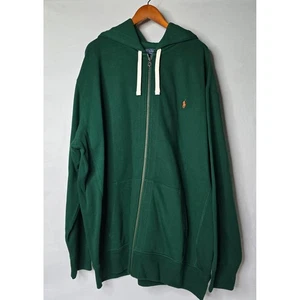 VTG Polo Ralph Lauren Men's Green Full Zip Hoodie Pony Logo Big Tall 3LT NOS - Foto 1 di 9