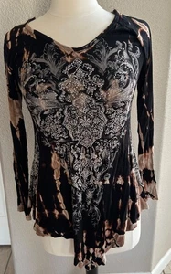 Vocal Graphic T-shirt Long sleeve Black, Gray sequins and Tie Dye size small - Picture 1 of 7
