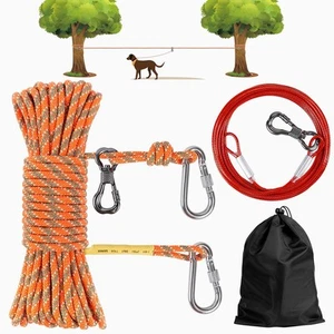 100FT Dog Tie Out Cable for Camping Trolley System Runner Cable with 10FT Dog... - Picture 1 of 7