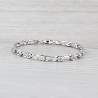 Brazalete de eslabones de barra de diamantes de 0,48 quilates de oro blanco de 14 k de 7" 3,5 mm Foto 1 de 4