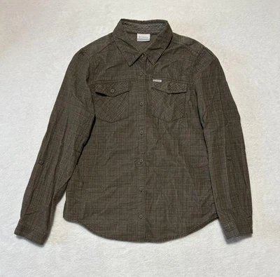 Camisa Columbia para mujer pequeña a cuadros abotonada manga larga exterior senderismo verde Foto 1 de 4
