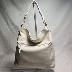 HOGAN large leather ivory shoulder Bag Purse zip top - Picture 1 of 14