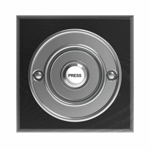 Traditional Square Wired Doorbell in Black Ash and Chrome Cover