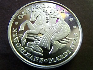 2019 Okeanos 70th Anniversary .999 Fine Silver Mardi Gras Doubloon - Picture 1 of 3