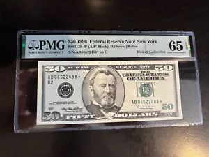 DBR 1996 $50 FRN New York STAR Gem Fr. 2126-B* PMG 65 EPQ Serial AB06522488* - Picture 1 of 2