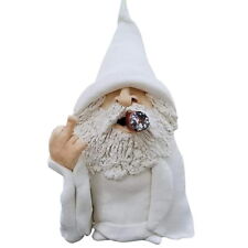 Funny Smoking White Wizard Gnome Statue Garden Yard Lawn Ornament Decor Gift Us