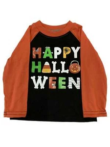 Toddler Boys Black & Orange Happy Halloween Long Sleeve Shirt Top 2T - Picture 1 of 1