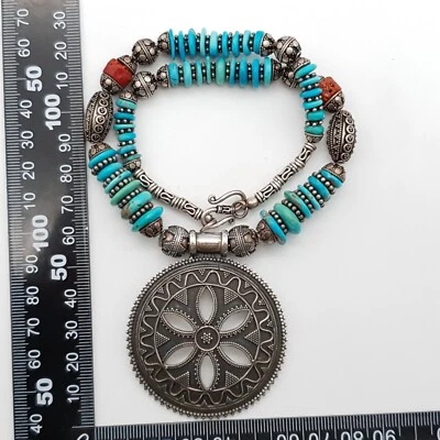 Splendido Collier In Argento Con Corallo E Turchese - (230) - Immagine 1 di 4