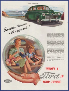 Vintage 1945 FORD Sedan Automobile Motor Car Art Décor Ephemera 40's Print Ad - Picture 1 of 1