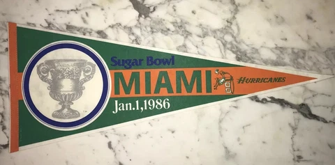 MIAMI HURRICANES 1986 SUGAR BOWL PENNANT Cover