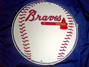 Atlanta Braves Embossed Aluminum 3D Sign From 2004 But NEW Salesman Sample - Picture 1 of 6