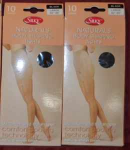 2 pares de medias modeladoras corporales Silky Naturals negras grandes 10 DEN acabado transparente (G4) - Imagen 1 de 2