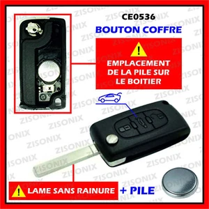 Plip Cle Coque Clef compatible Peugeot 207 307 308 407 807 Partner Coffre CE0536 - Picture 1 of 2