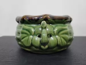 Vintage Majolica Elephant Round Planter Dish Pottery Lucky Trunks Up - Picture 1 of 5