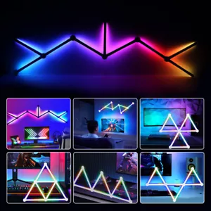 9PCS RGB Wall Splicing Lights APP Smart Control Dimmable LED Gaming Light Bars - Picture 1 of 22