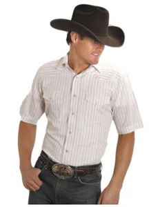 Roper Western Shirt Mens S/S Snap Stripe White 01-002-0145-0925 WH - Picture 1 of 1