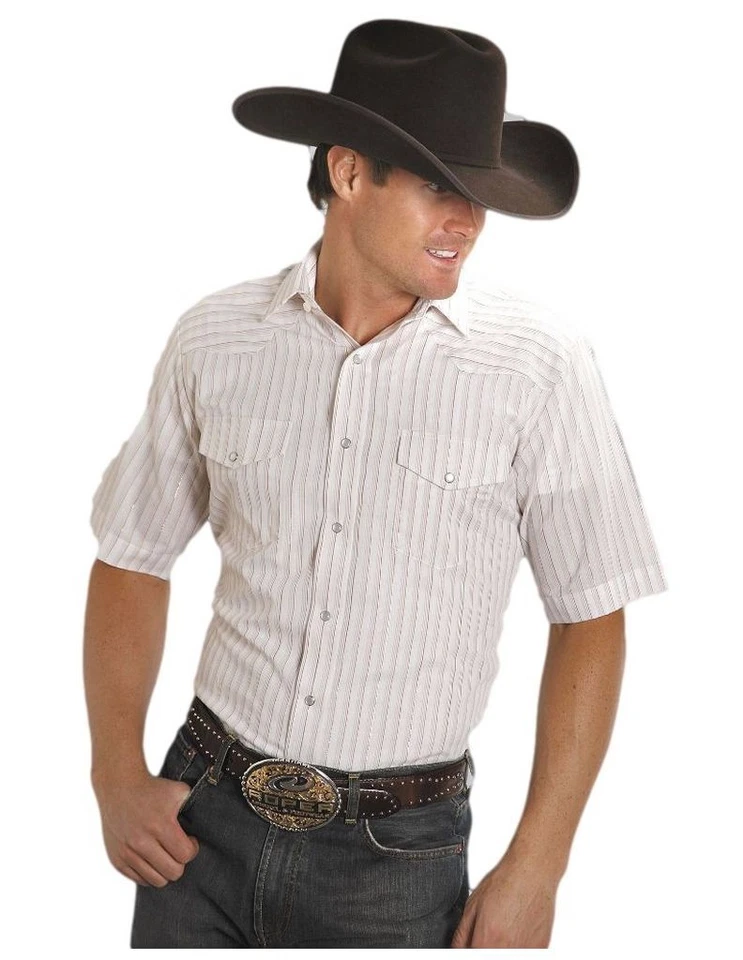 Roper Western Shirt Mens S/S Snap Stripe White 01-002-0145-0925 WH - Изображение 1 из 1