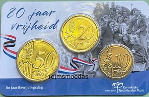 Olanda 80 Cent CoinCard 2025 Libertà Moneta da 10 Cent+20 Cent+50 Cent - Foto 1 di 2