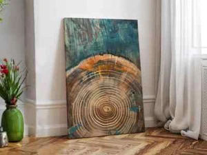 Tree Ring Painting, Scandinavian Wood Unframed Canvas Print Australian Wall Art - Foto 1 di 4