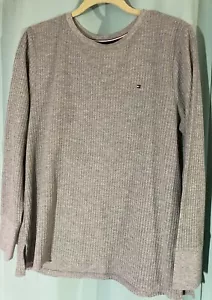 Tommy Hilfiger ladies’ gray ribbed-knit long-sleeve crew-neck pullover L - Picture 1 of 5