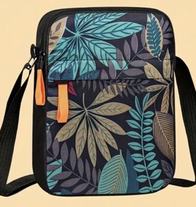 Crossbody Bag Womens Nylon Purse Bags Black Floral Trendy Shoulder Pouch - Picture 1 of 13