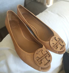 TORY BURCH NATALYA SANDALI CON ZEPPA A PUNTA APERTA IN PELLE MARRONE, 8,5B - Foto 1 di 7