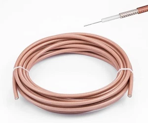 RG142 Cable Low Loss RF Coaxial Cable 16.4FT/5M Brown Silver-Plated Copper Do... - Picture 1 of 2