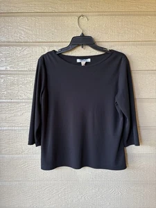 Blusa Top Michele Mujer Vintage Negra Cuello Barco Manga 3/4 Tejida Talla Mediana - Imagen 1 de 4