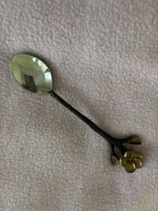 Vintage Pottery Barn Messing Zweige Löffel; Blumengriff Gänseblümchen am Ende des Löffels - Bild 1 von 14