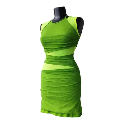 Vestido Jeans Pleain Sud Bodycon Malla Verde Capas Francia Y2K Vintage Talla 40/8 Foto 1 de 4