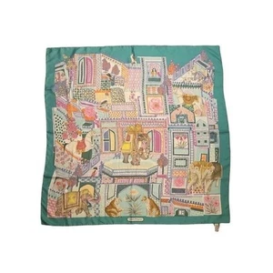 Salvatore Ferragamo silk scarf 34.5” x 34.5” INDIA - Picture 1 of 5