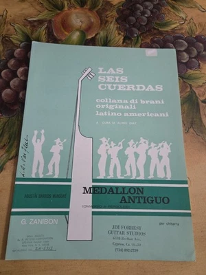 Agustín Barrios Medallón Antiguo Para Guitarra Clásica Partituras Extremadamente Raras Foto 1 de 2