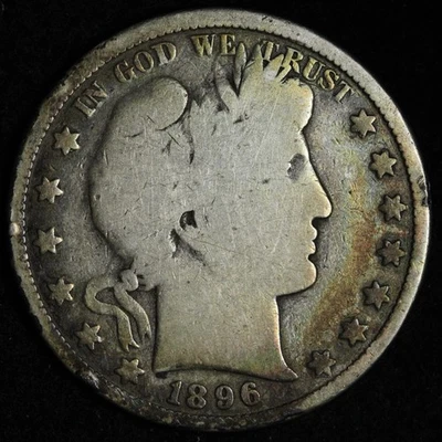 1896 Barber Silver Half Dollar VG  E327 DYEG - Image 1 of 2
