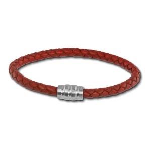 SilverDream Leather Bracelet 5mm Rust Red 22cm Stainless Steel Clasp LAB0522 - Picture 1 of 5
