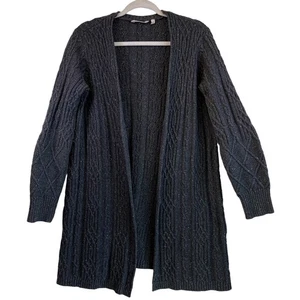 Cárdigan costal tejido con cable M gris envolvente suave para mujer  - Imagen 1 de 12