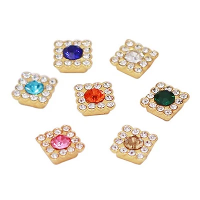 50 Gold Square Crystal Rhinestone Rivets Studs 10mm for DIY Bags Shoes Clothes - Image 1 of 4