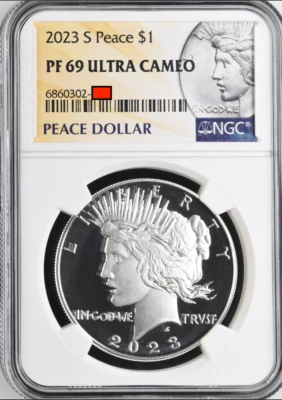 2023 S PEACE $1 (ONE) DOLLAR PROOF SILVER PROOF GRADED NGC PF69 - Image 1 of 4