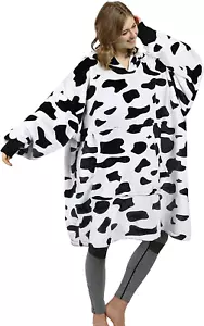 Unisex-Adult Cow Print Oversized Blanket Hoodie Sweatshirt, Giant Dalmatian Flee - Picture 1 of 7