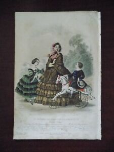 Gravure de mode " le journal des dames et des demoiselles " 1855 (lot de 8)
