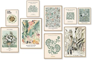 Sage Green Wall Art Set - 9 Unframed Aesthetic Prints for Eclectic Decor - Picture 1 of 13