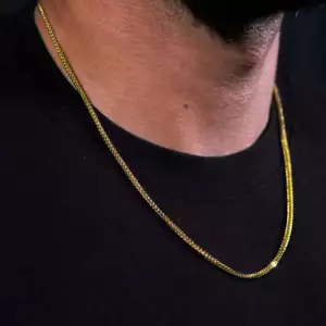 Collana con ciondolo in oro giallo 14 kt con scatola Franco di grano 18" - Foto 1 di 9