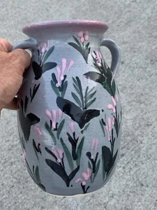 Vintage Pink Hyacinth ONE OF A KIND Painted Raku Pottery Vase Urn OOAK 9/6 ❤️m9 - Bild 1 von 11