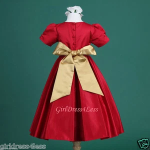 Apple Red Pleated Holiday Royal Wedding Flower Girl Dress 6M 12M 18M 2 4 6 8 10 - Picture 1 of 16