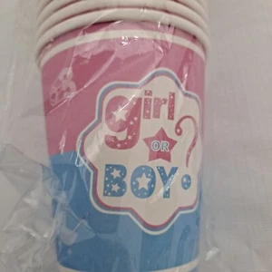 Gender Reveal Party Cups Girl Or Boy Paper Punch Drinking 24 count - Picture 1 of 7