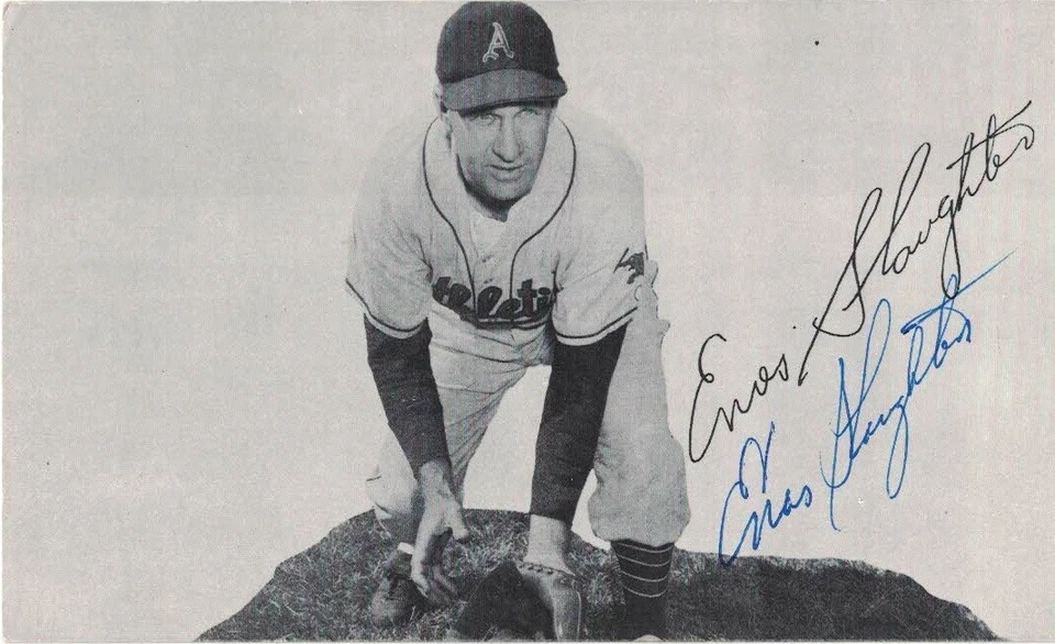 Signed Enos Slaughter Kansas City Athletics Autographed 5X3 Photo Pic MLB HOF - Image 1 of 1