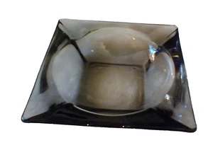 Vintage Ashtray 4.5” Square Smoked Gray Glass Mad Men Mancave MCM  - Picture 1 of 11