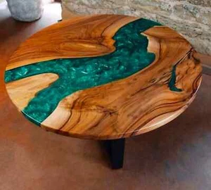 Epoxy Table Top, center Table Epoxy Resin River Table, Natural Wood - Picture 1 of 8